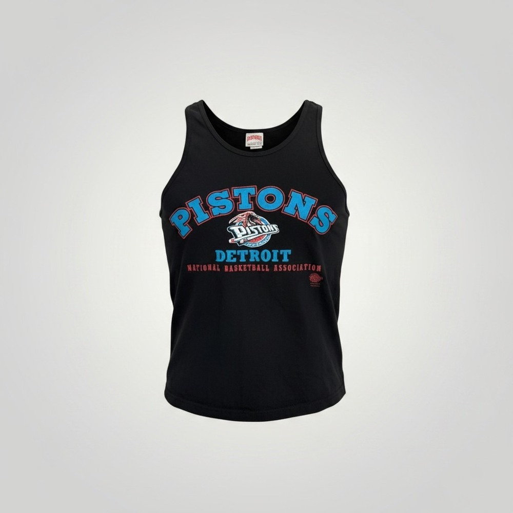 Nutmeg Mills Tank Top Men XL Black Detroit Pistons Vintage 90s NBA USA Collector